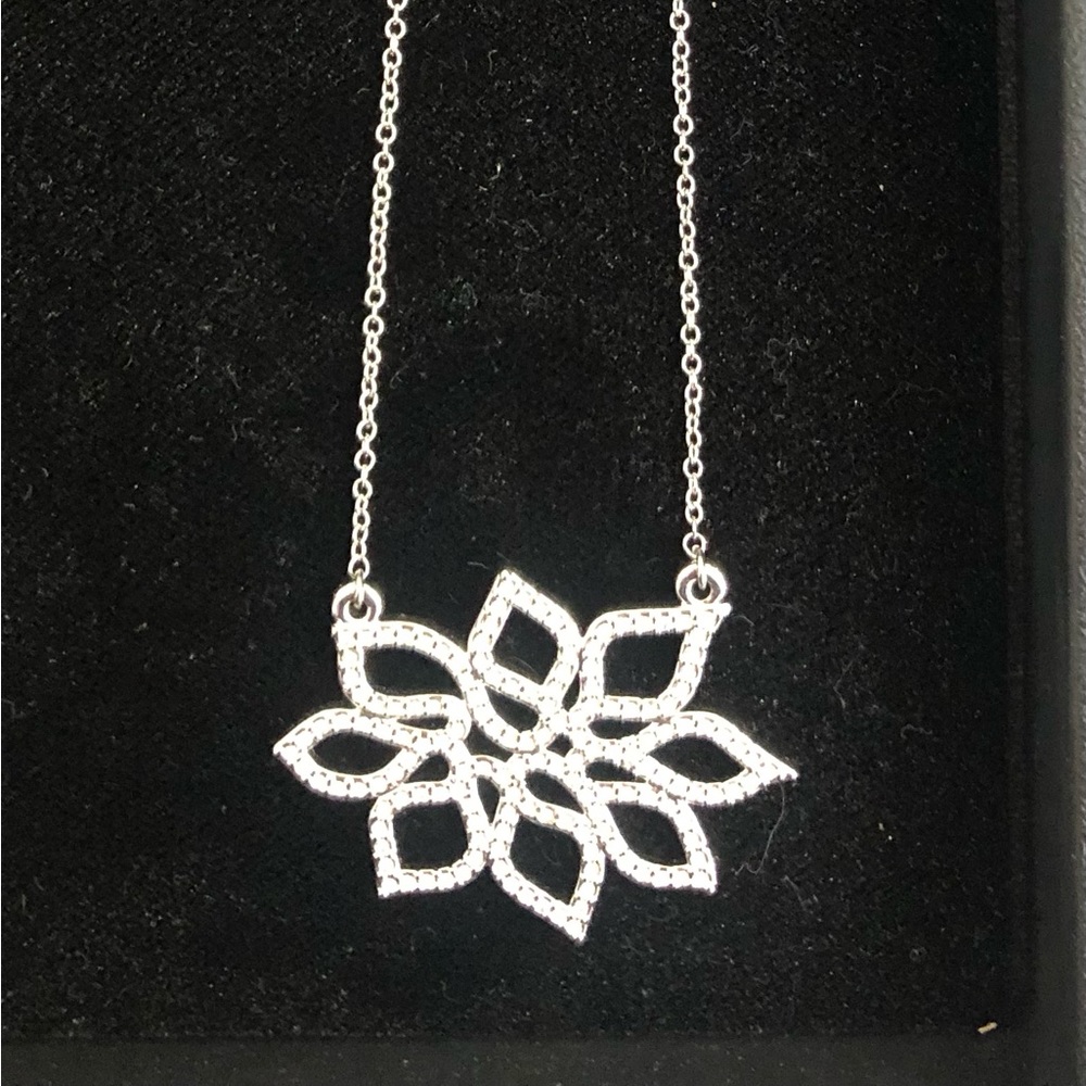Touchstone crystal by Swarovski, poinsettia necklace, new in box
